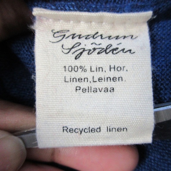 Gudrun Sjoden Linen Tunic Dress M Blue Long Sleeve Hi-Low Hem Relaxed Boho 276 - Picture 9 of 9